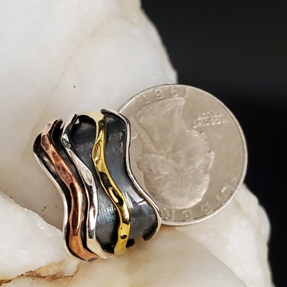 Sterling Silver Ring 925 14k Gold 14k Rose Gold Copper Black Rhodium Silversmith - Picture 2 of 6